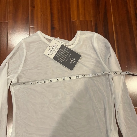 NFL Couture Sheer White Long Sleeve Top Mesh Athletic Festival New NWT Medium - Picture 5 of 7
